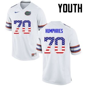 Youth Florida Gators #70 D.J. Humphries NCAA Nike White USA Flag Fashion Authentic Stitched College Football Jersey FCP4562EM